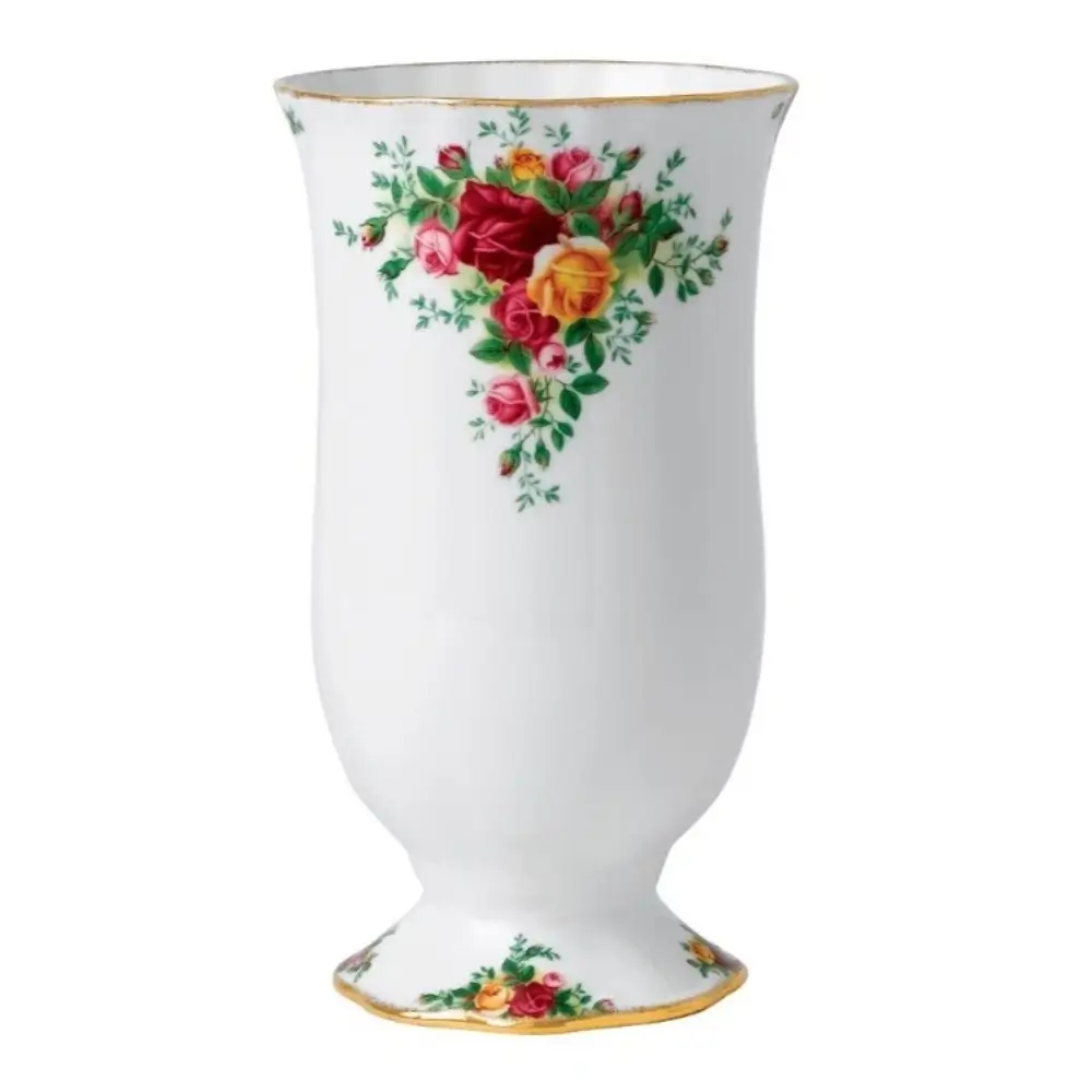 White vase with floral design