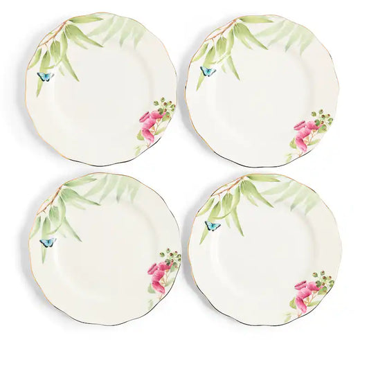 Royal Albert Miranda Kerr Australiana 4-Piece Plate Set with Eucalyptus and Pink Floral Design