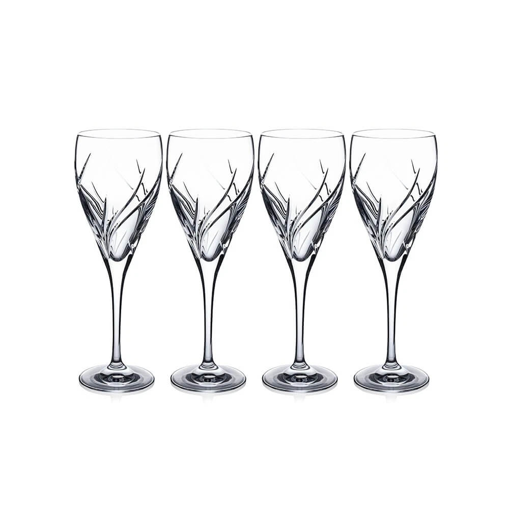 Set of four crystal wine glasses