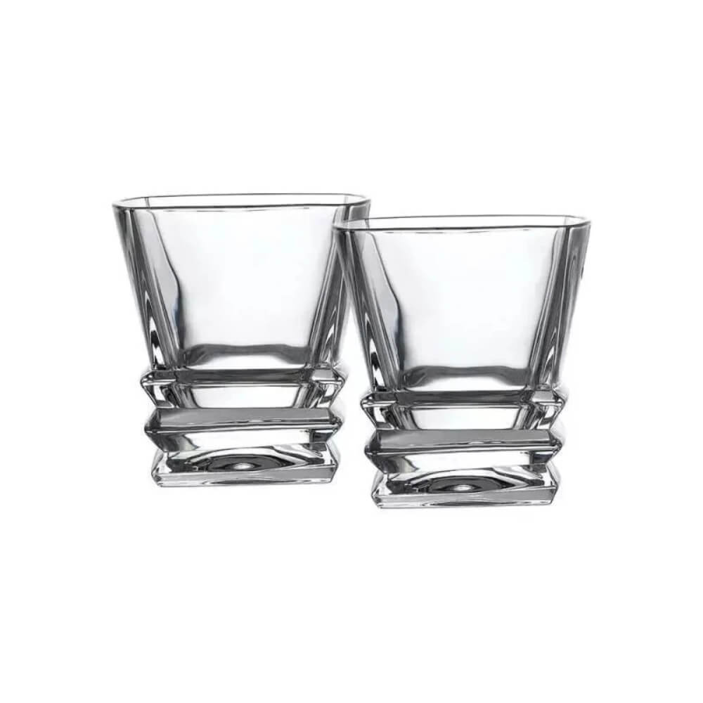 Two clear glass tumblers