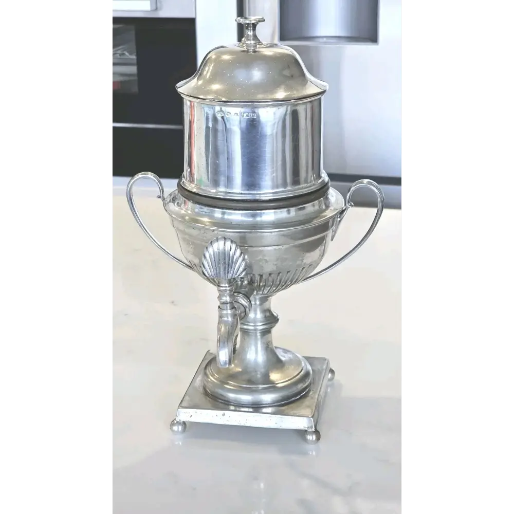 19th-century Victorian T.W. & Sons silver plated tea urn with lid