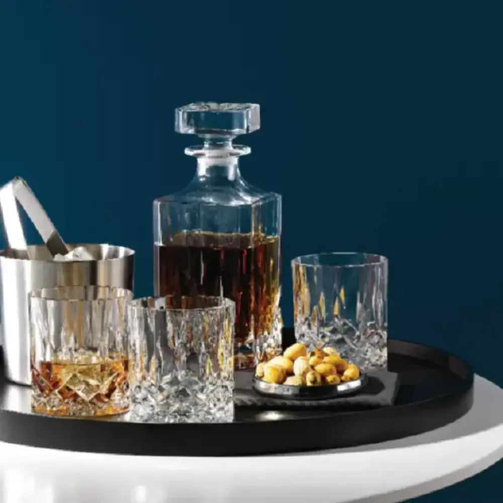 Royal Doulton Whiskey Set featuring elegant Seasons crystalline decanter and matching glasses