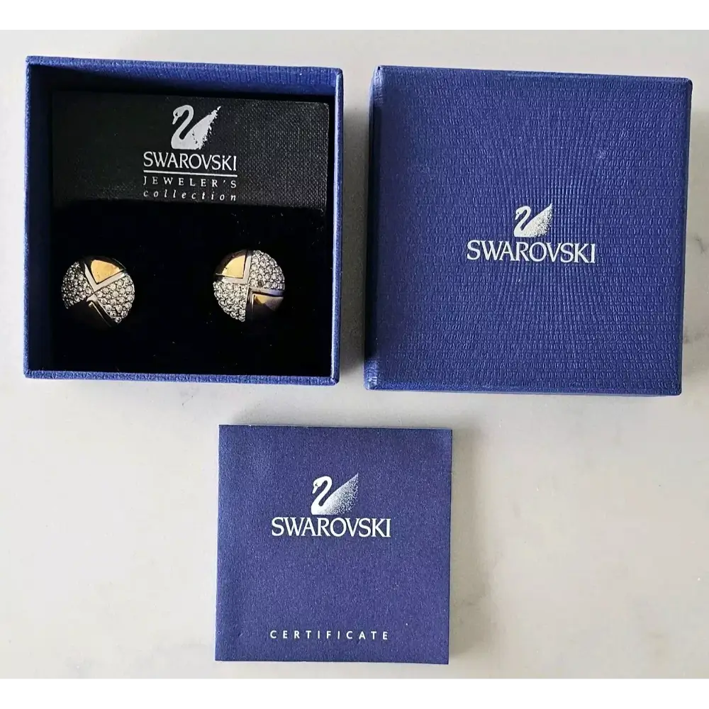 Swarovski earrings in a blue box