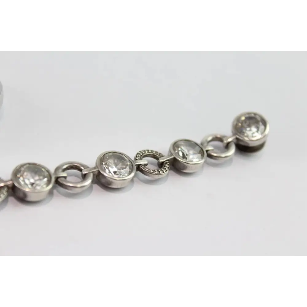 Silver bracelet with clear stones