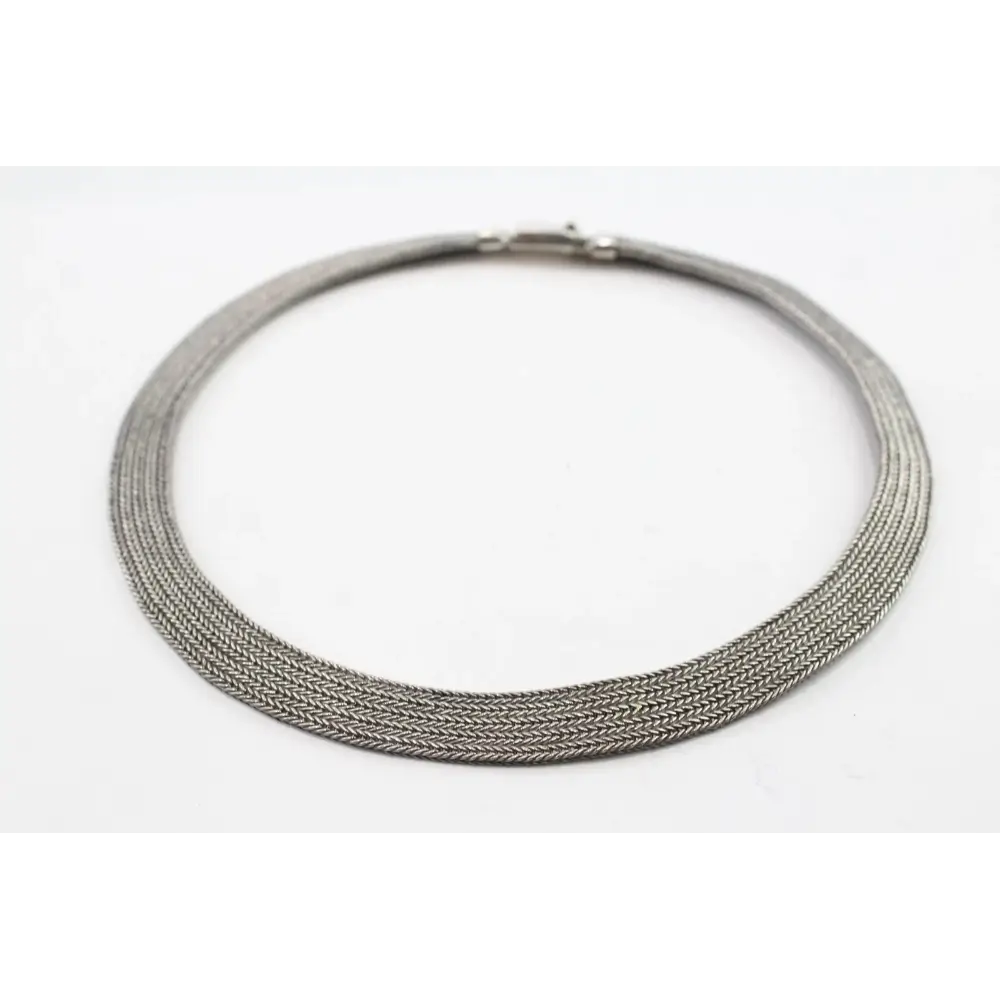Silver necklace on a white background