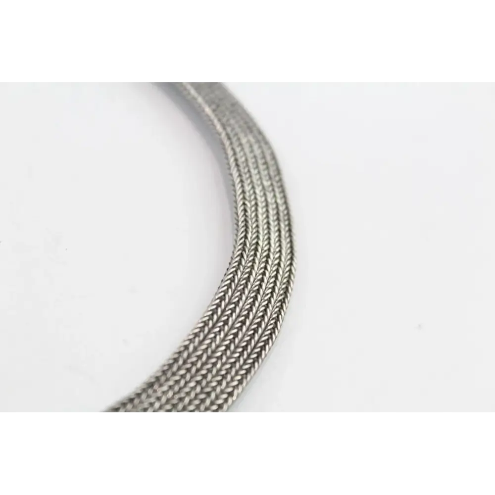 Close-up of a silver braided cord