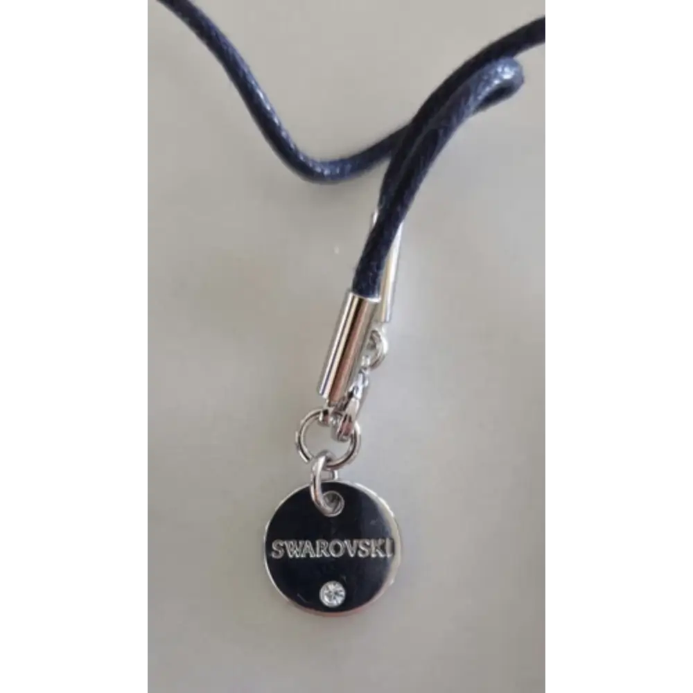 Black leather necklace with Swarovski charm