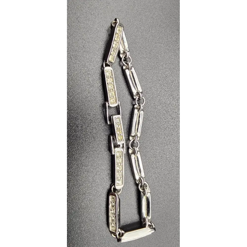 Silver bracelet with clear stones