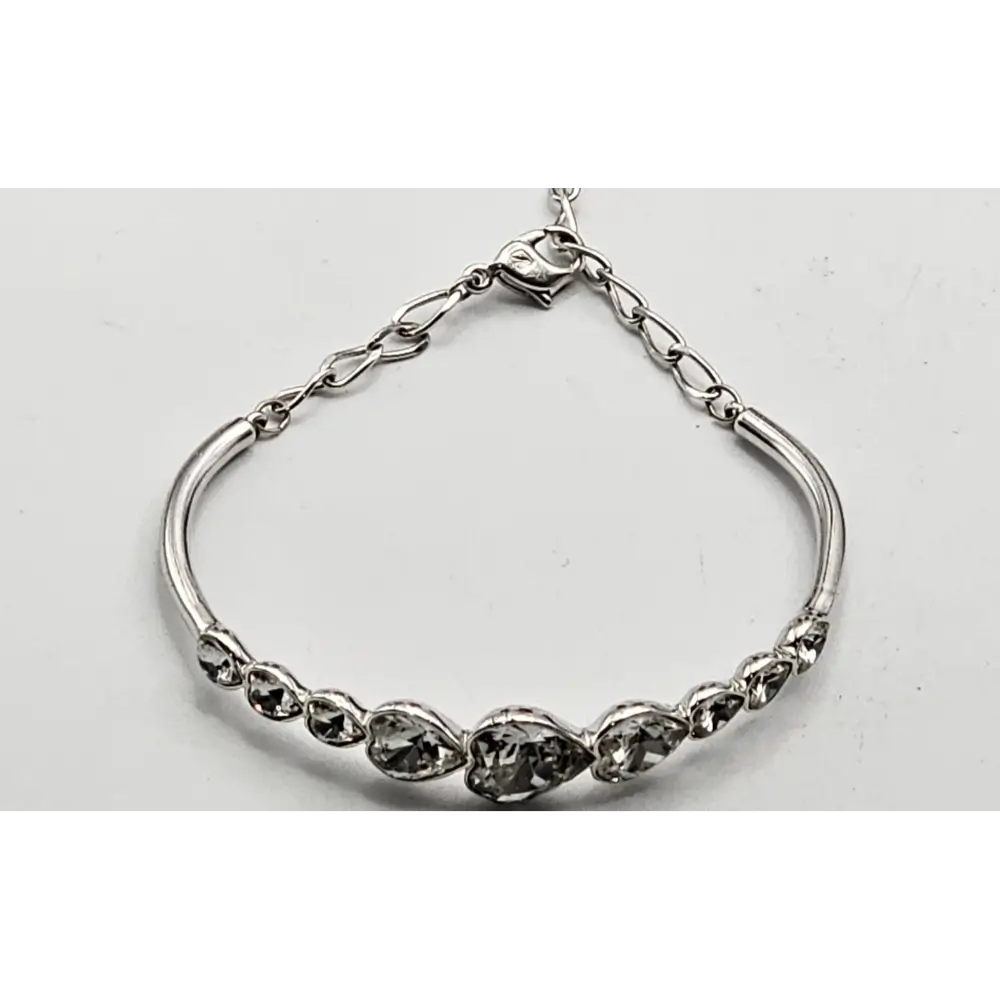 Silver bracelet with clear stones