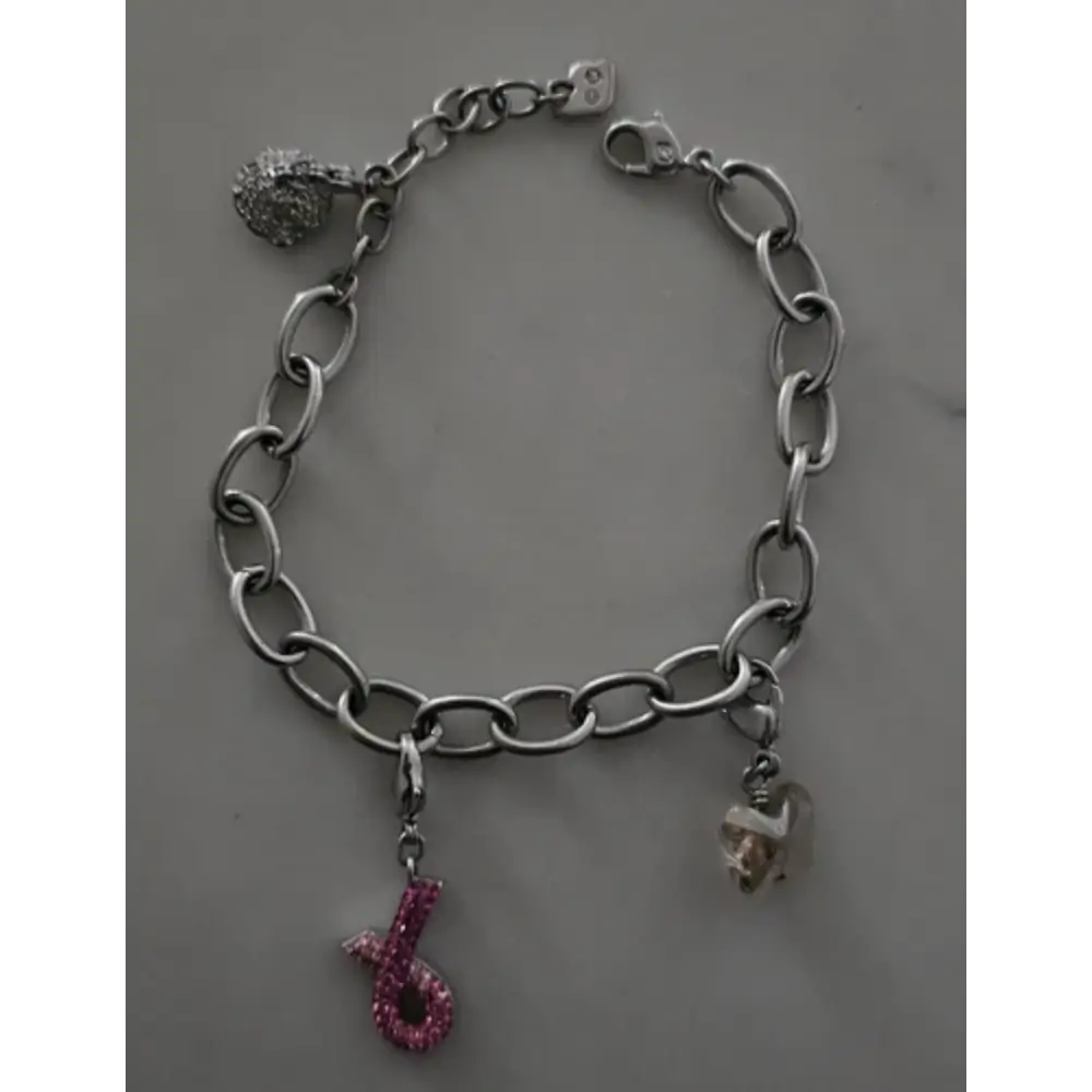 Silver chain bracelet with charms