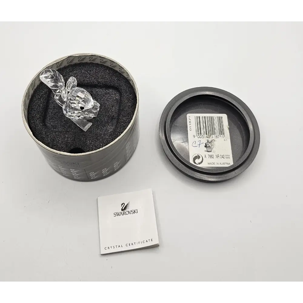 Crystal bunny figurine in a Swarovski branded box with a certificate