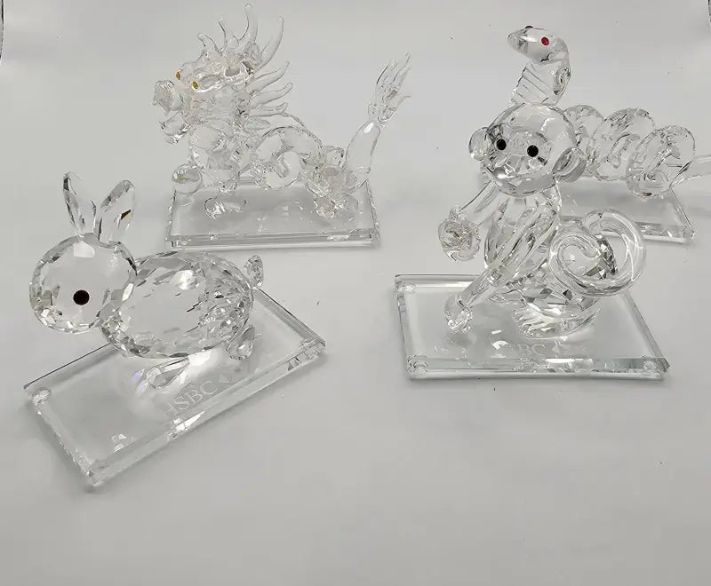 Set of crystal animal figurines