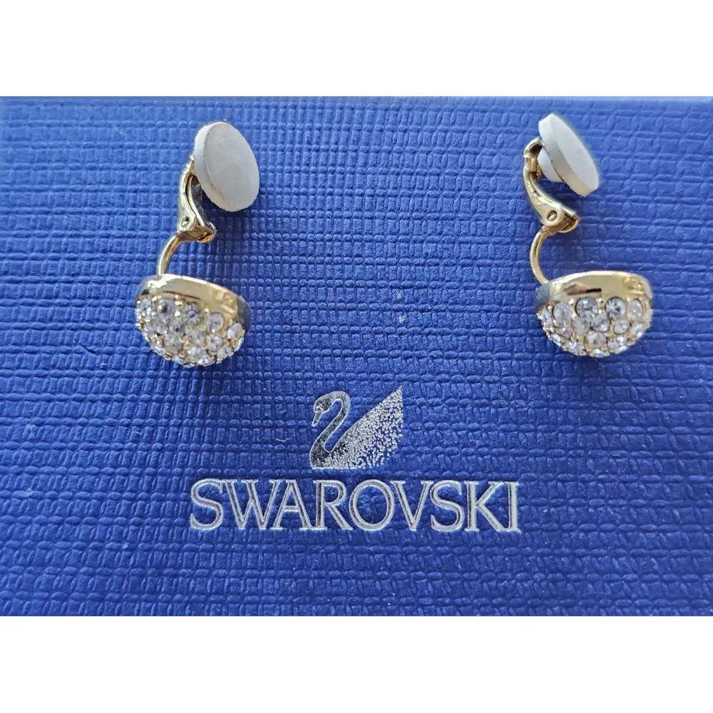 Swarovski earrings on a blue Swarovski branded card