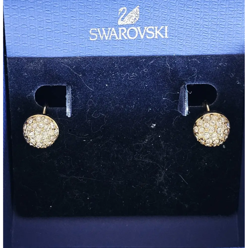 Swarovski earrings on a branded display card