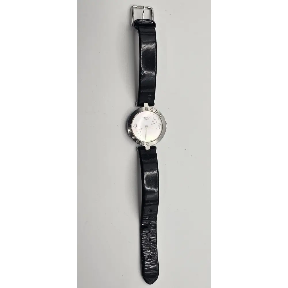 Wristwatch with black strap