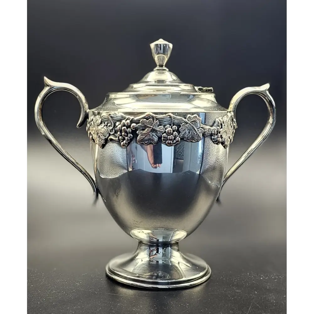 Elegant vintage silver tea set displayed for collectible or decorative use