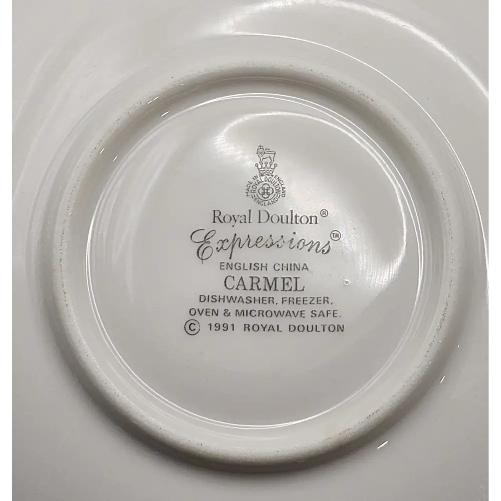 Royal Doulton dish with 'Expressions' and 'Carmel' branding