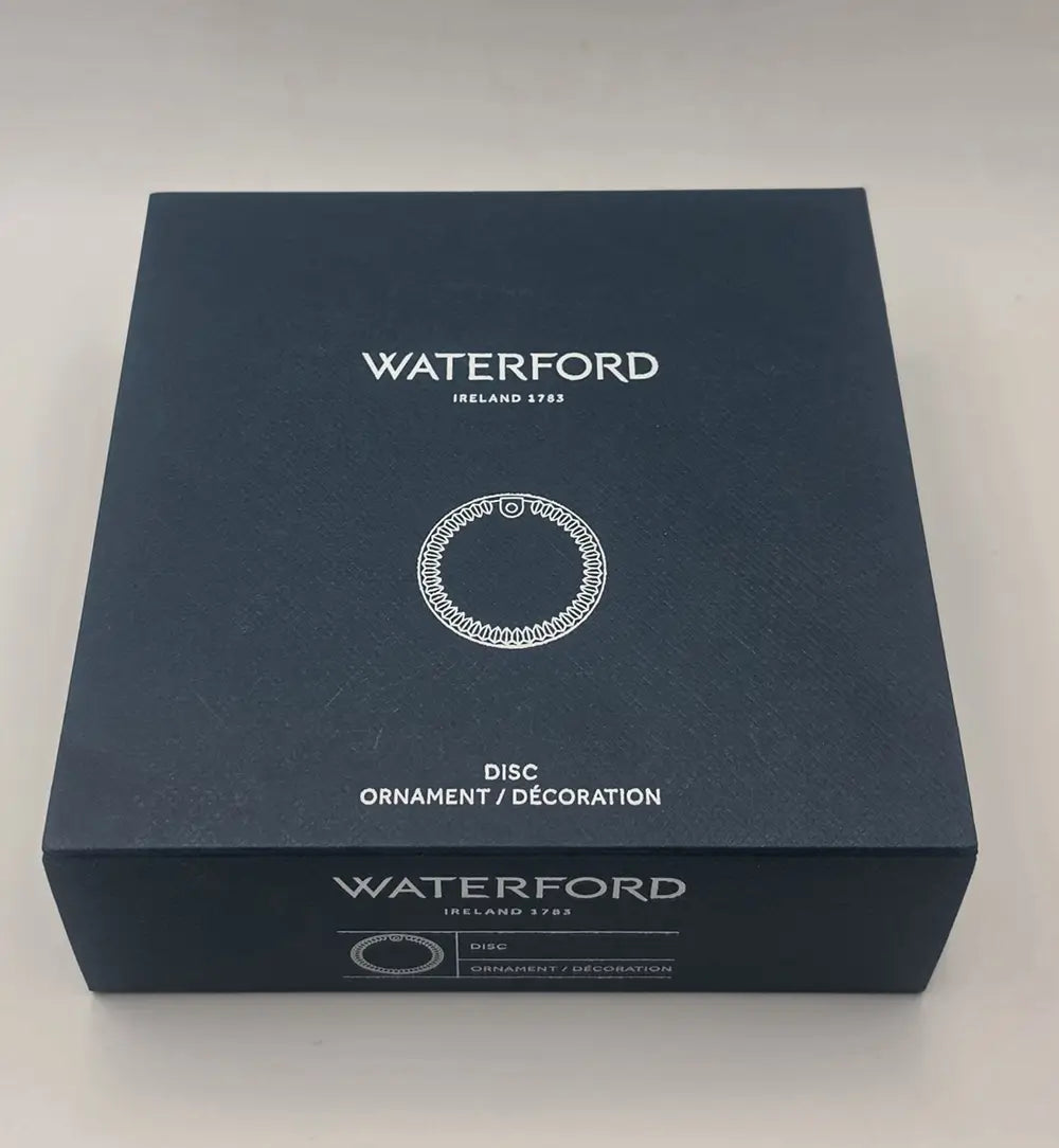 Waterford box with decorative design on a light gray background