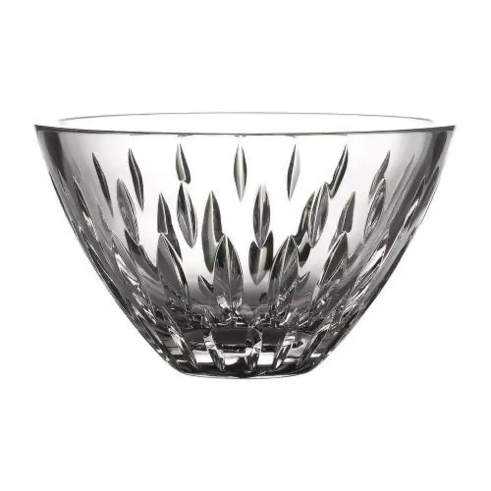 Clear glass bowl with intricate cut patterns