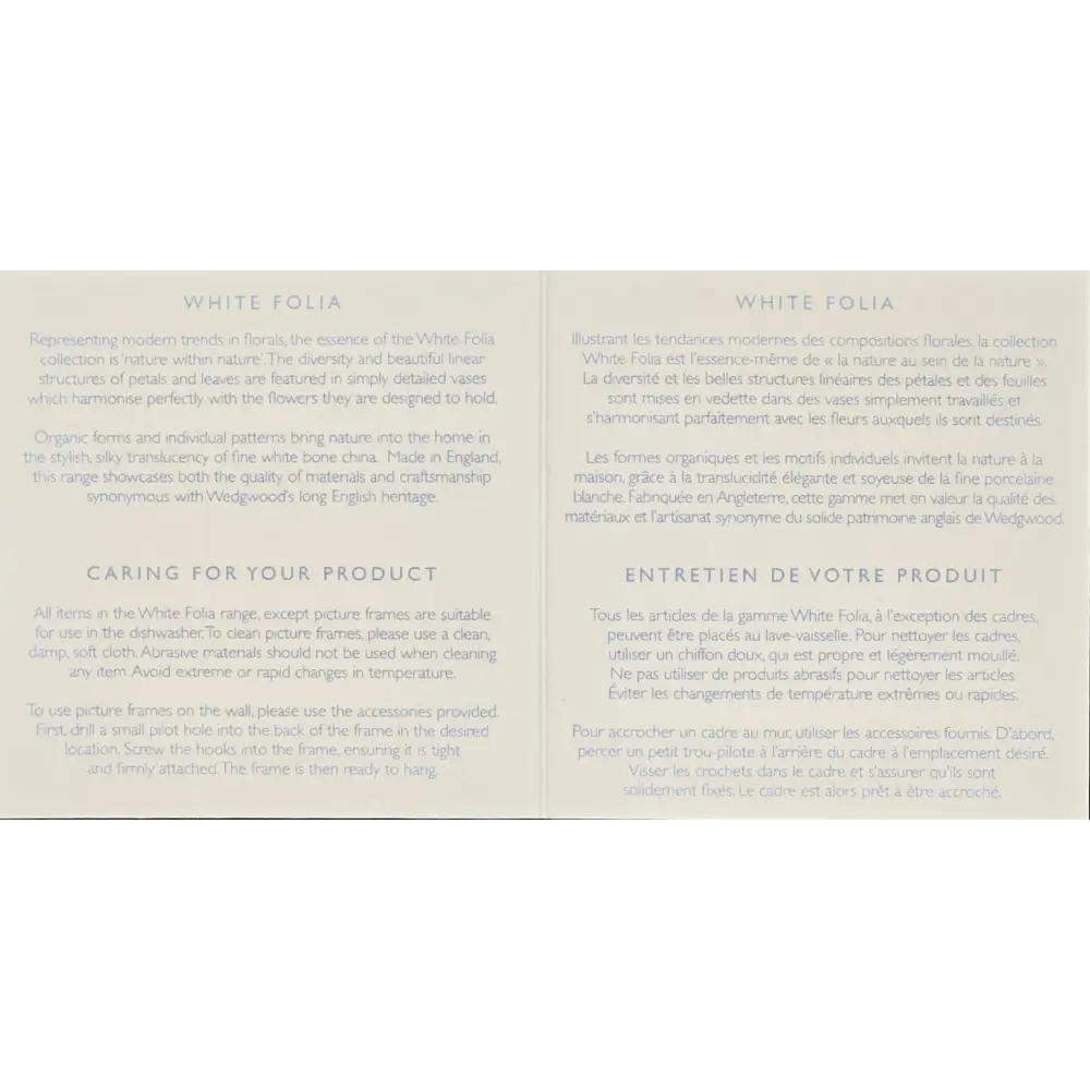 White Folia product information sheet