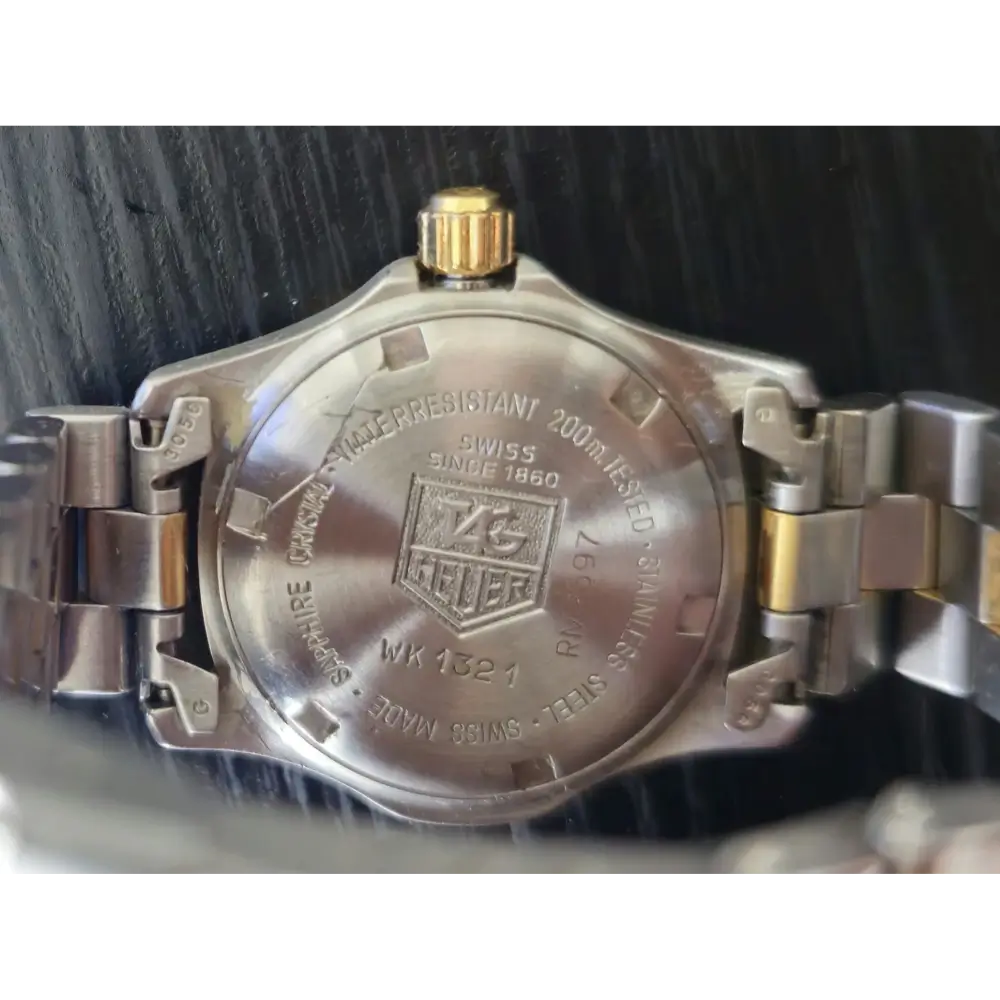 Back view of a Tag Heuer watch with visible branding