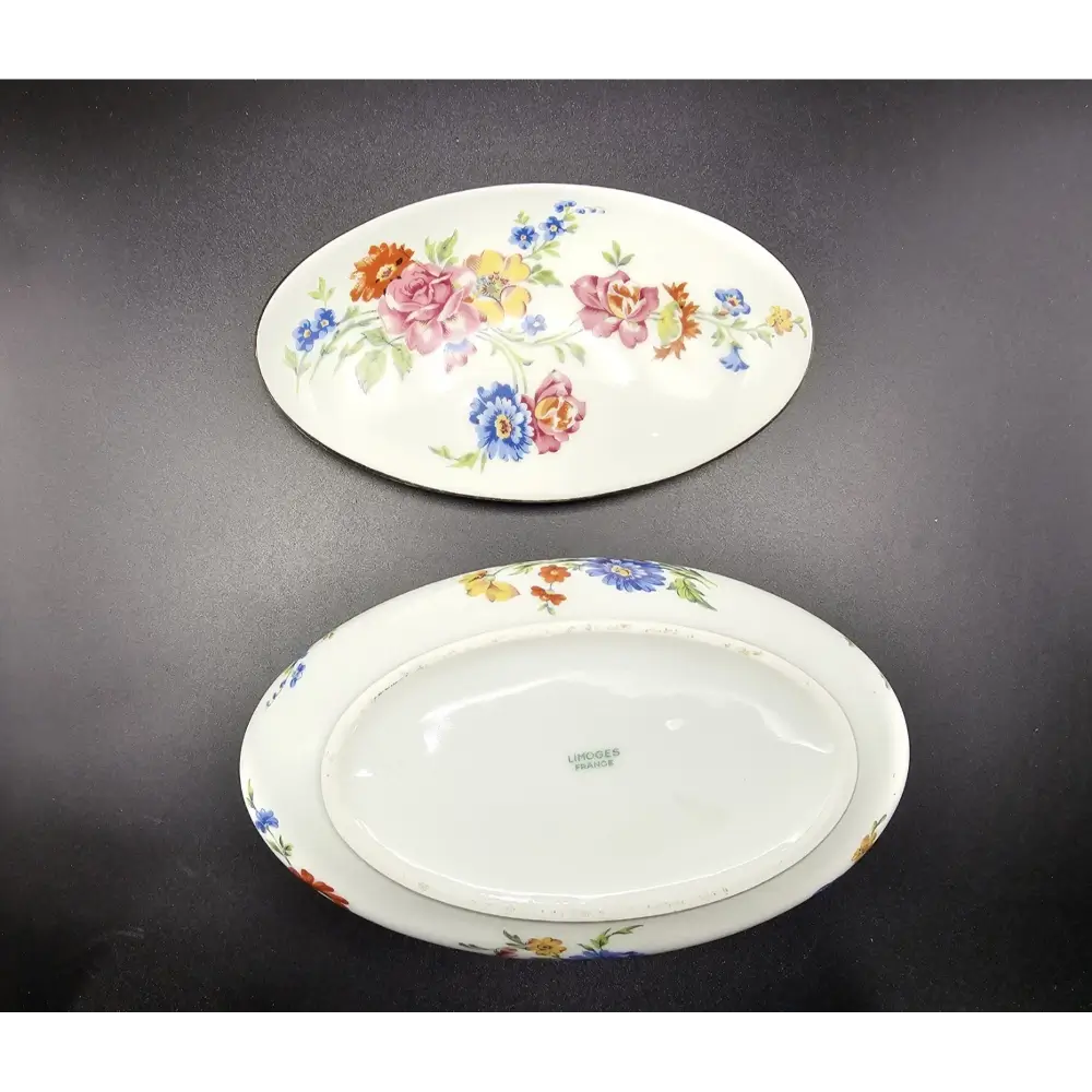 Two floral-patterned ceramic plates