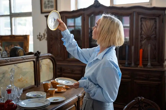 Woman Inspecting Royal Doulton China Collection – Authentic Tableware Australia