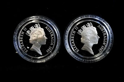 Two $10 State Series proof coins – 1985 Victoria and 1987 NSW, sterling silver | Koalaehub