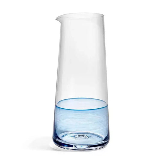 Clear glass carafe with blue