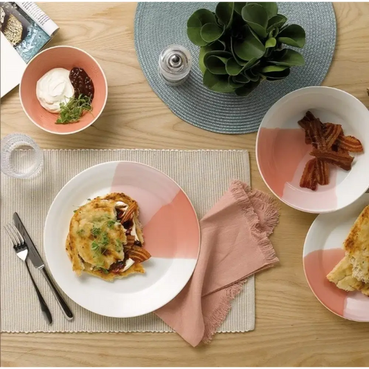 Dining table setting with plates