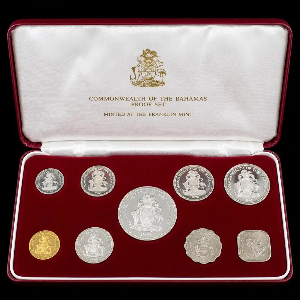 1974 Commonwealth of the Bahamas 9-Coin Proof Set – Franklin Mint