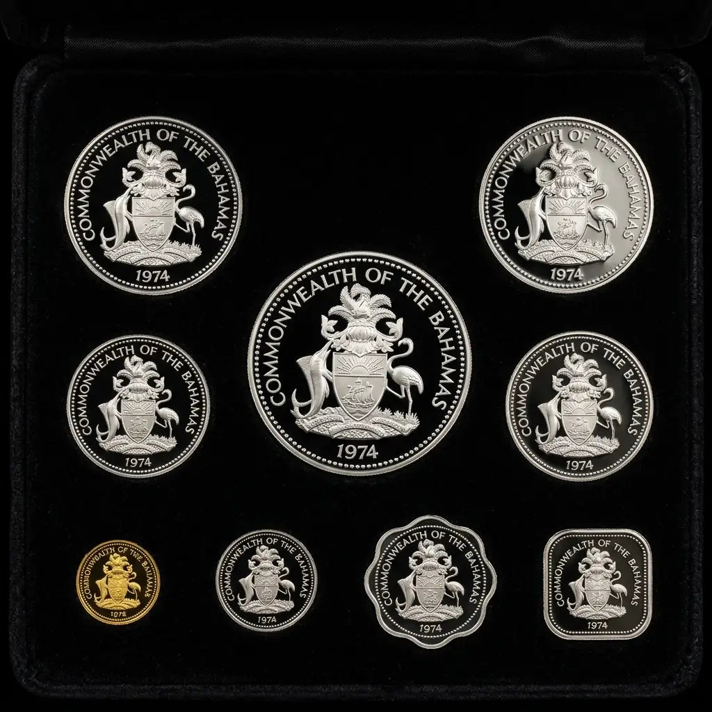 1974 Commonwealth of the Bahamas 9-Coin Proof Set – Franklin Mint