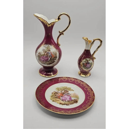Limoges Porcelaine D'Art & D'Ville Jester Motif Set (3PC)