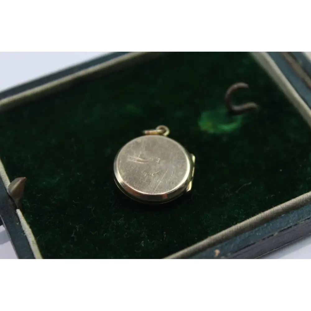 Gold pendant on a green velvet background