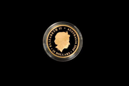 2008 End of WWI $25 gold proof coin obverse – Queen Elizabeth II effigy | Koalaehub