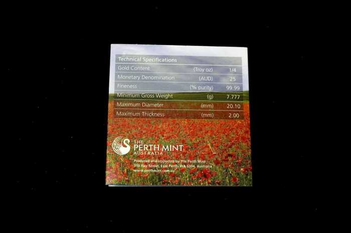 Technical specifications on Perth Mint certificate – 2008 End of WWI 1/4oz gold proof coin | Koalaehub