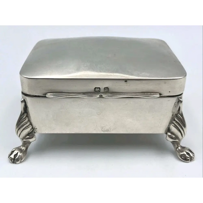 Antique Edwardian silver jewelry box, hallmarked 1911