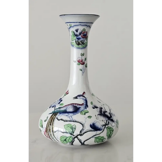 Hancock & Sons Coronaware "Old Woodstock" bud vase featuring a hand-painted Bird of Paradise motif from our Antique & Vintage Collection