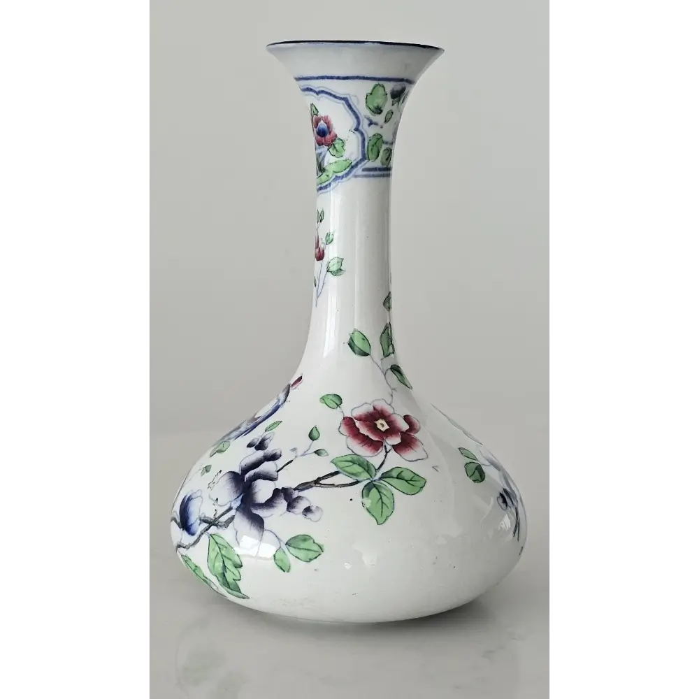 Decorative vase with floral patterns on a gray background