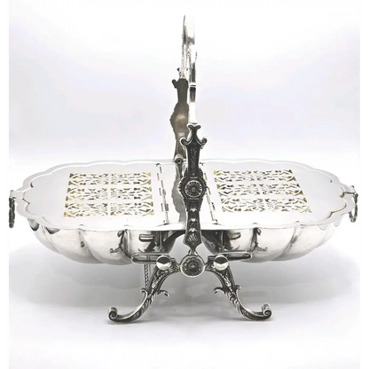 Decorative silver platter with intricate designs