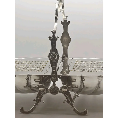 Close up view of Antique Victorian Silver-Plated Roll-Over Dish