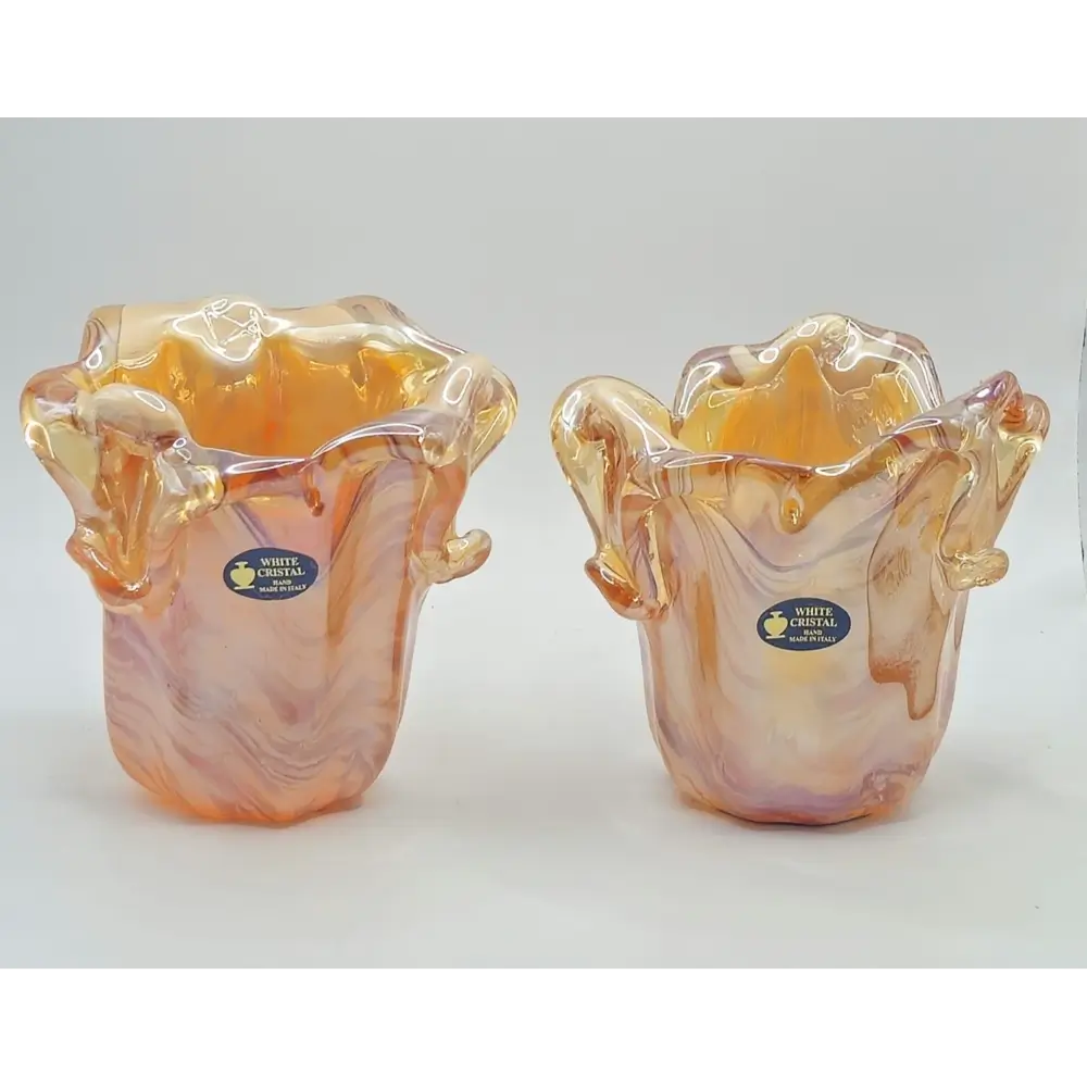 Vintage Italian Hand-Blown Crystal Art Glass Vase