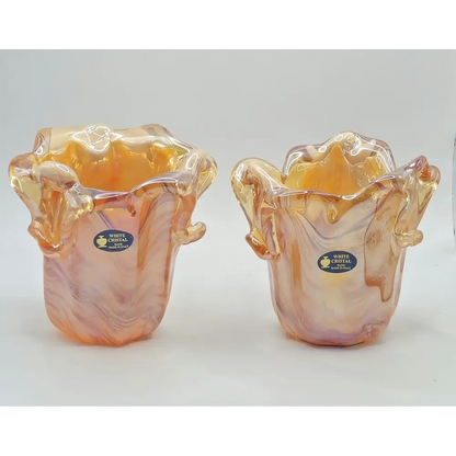 Vintage Italian Hand-Blown Crystal Art Glass Vase