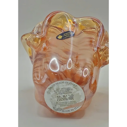 bottom view of Murano hand-made art glass vase pair, 1960s style