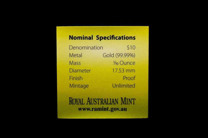 The Ashes 2007 gold proof coin specification card