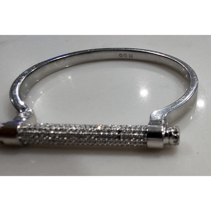 Silver Cuff Bracelet with textured grip 