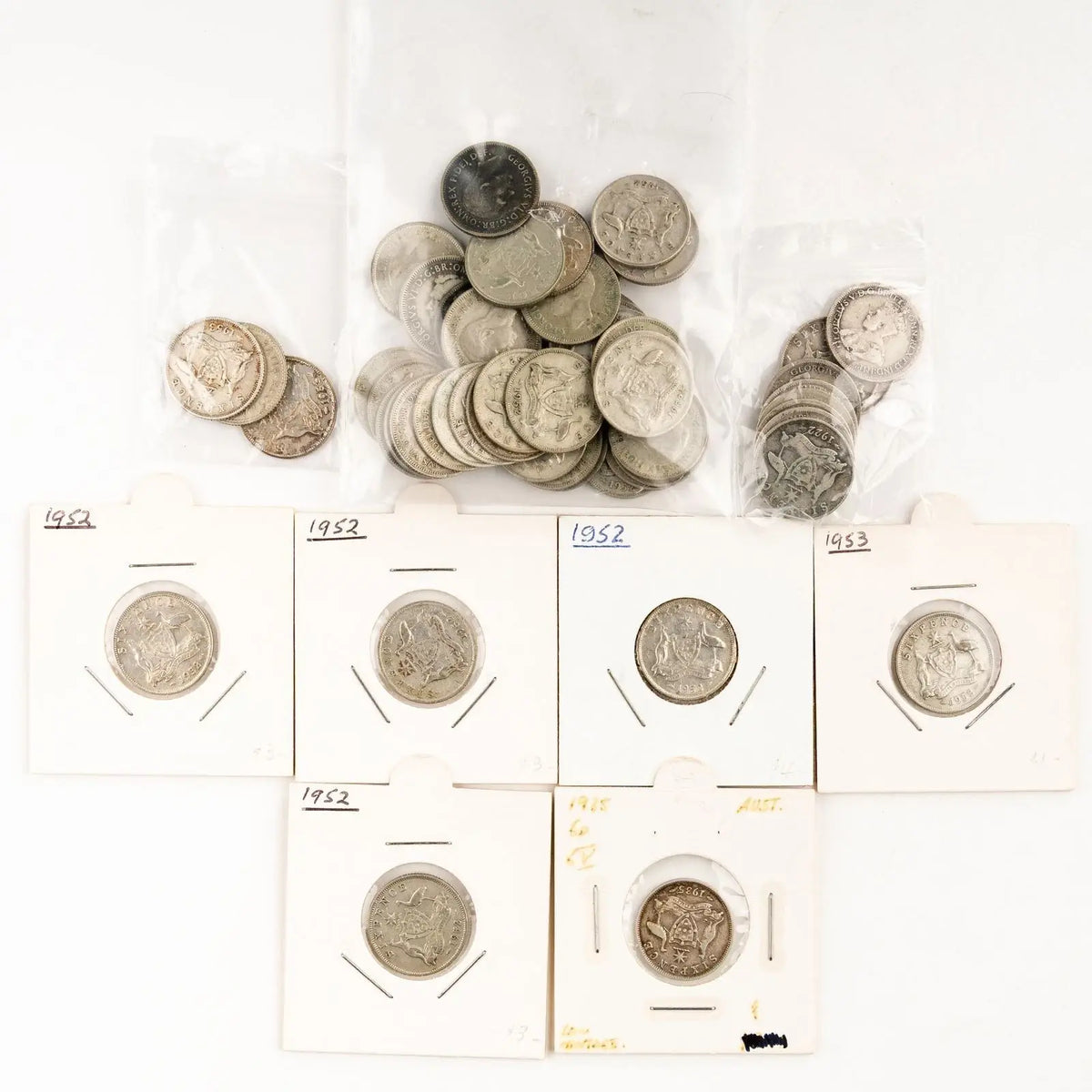 Australian Silver Sixpence Lot 1922–1953 – Circulated Pre-Decimal Coins