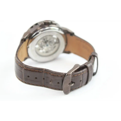 Watch with brown leather strap