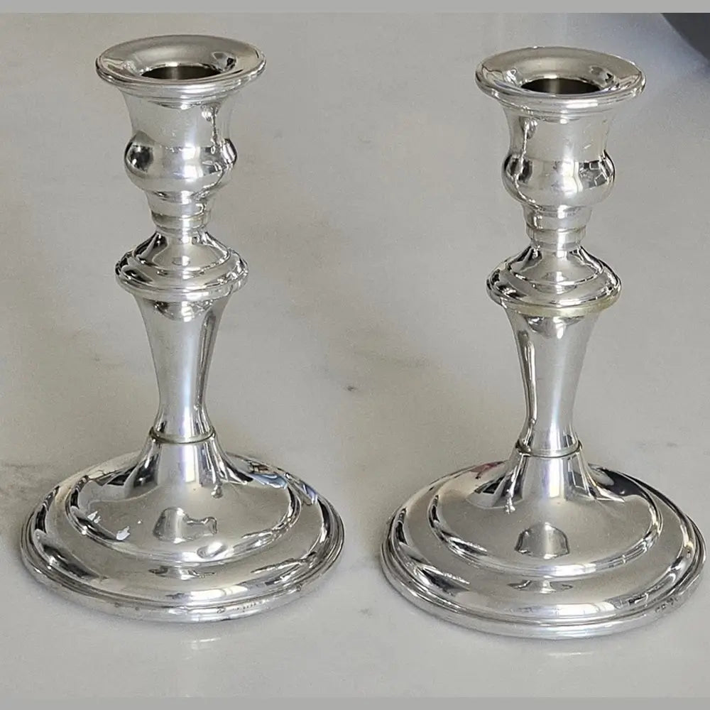 Vintage Birks Pewter Weighted Candlesticks Pair