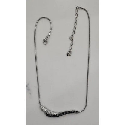 Silver necklace with black stones